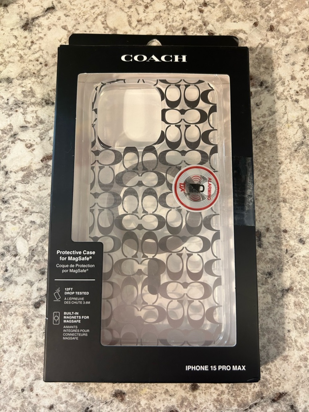 COACH Clear Signature iPhone 15 Pro Max Protective Case - Gray Signature Print
